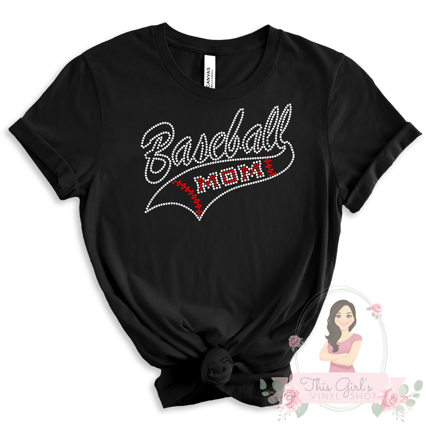 Baseball Mom Ribbon Spangle Transfer