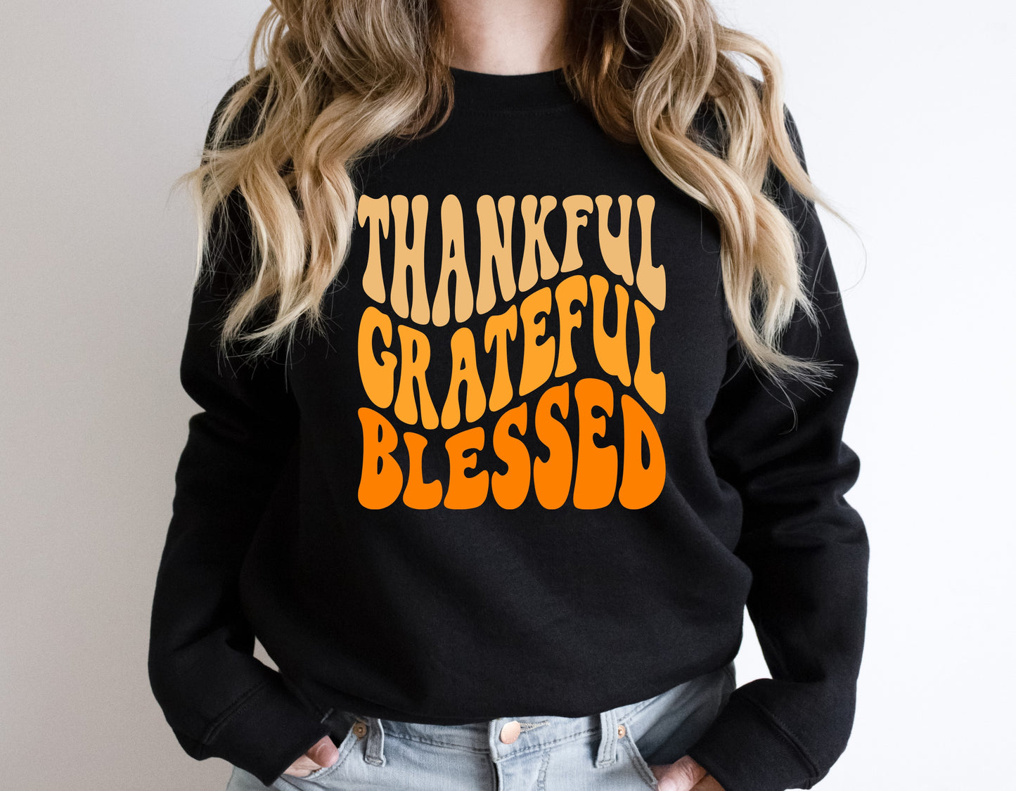 Thankful Grateful Blessed Wavy DTF Transfer