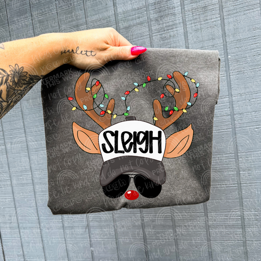 Black Sleigh Reindeer DTF Transfer
