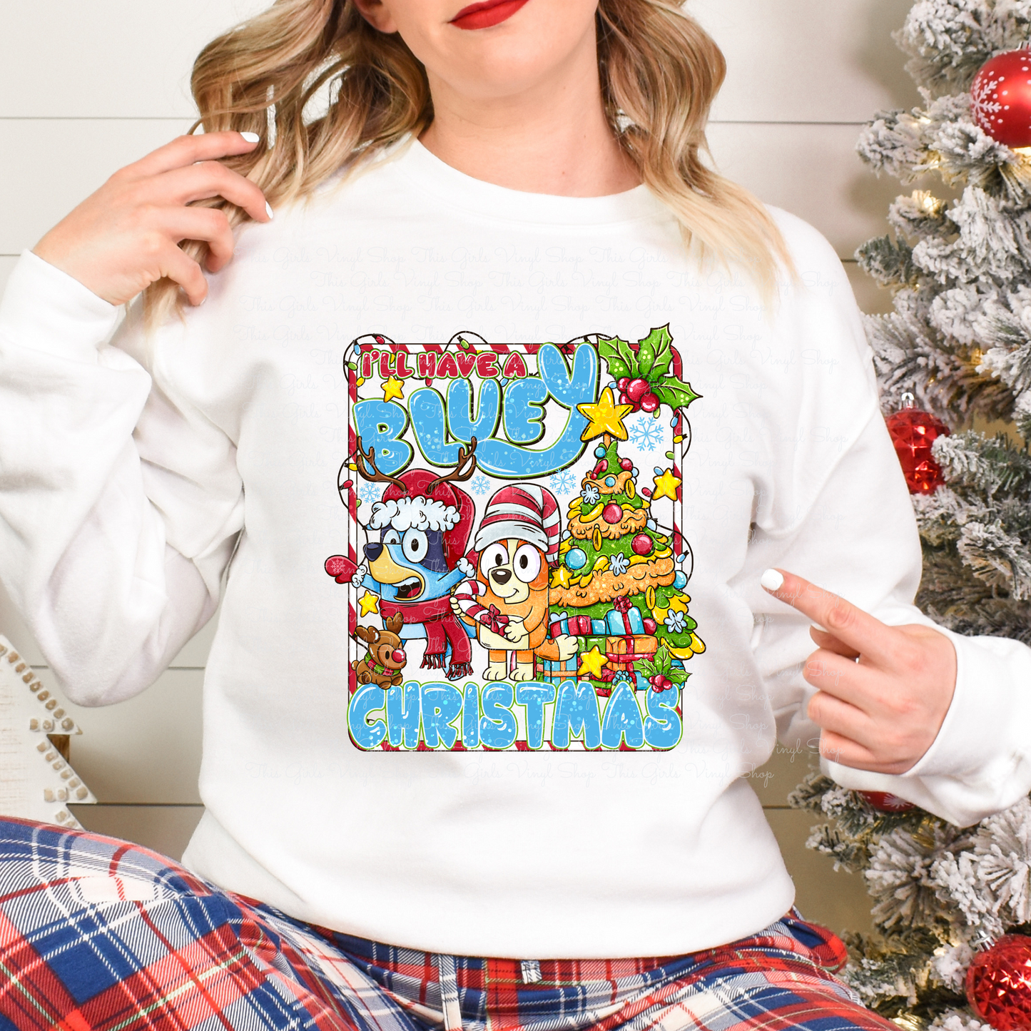 Blue Christmas DTF Transfer