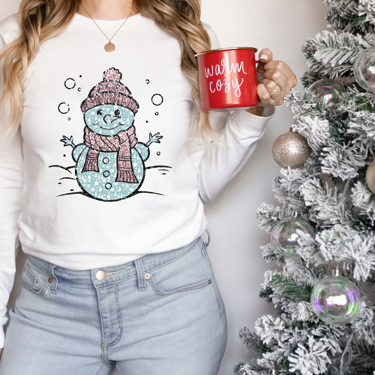 Faux Sequin Snowman DTF Transfer