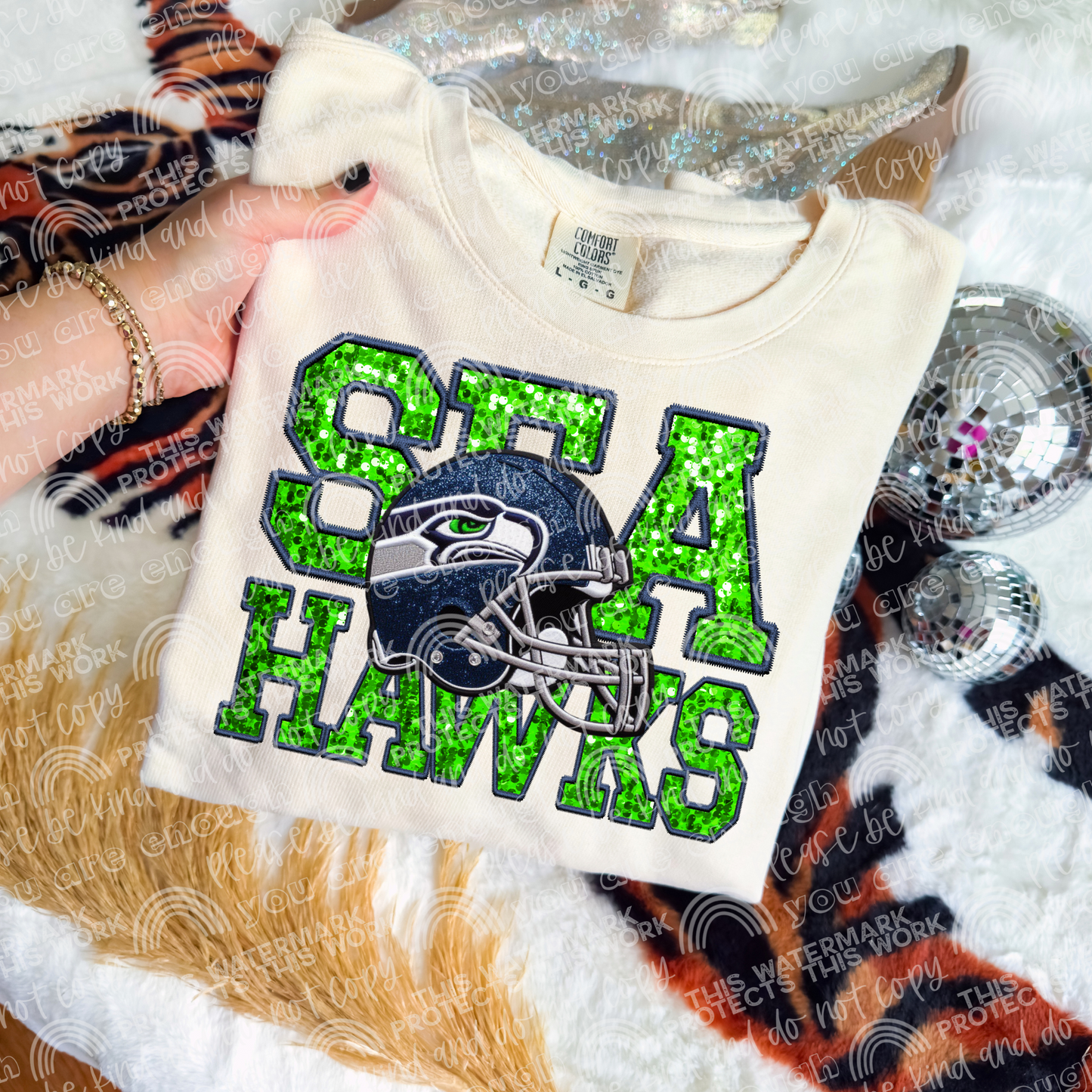 Faux Sequin Football DTF Transfer