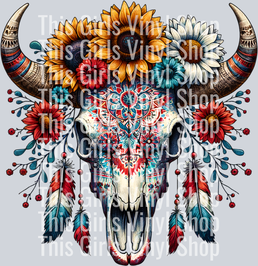 Patriotic Theme Cow Skull
