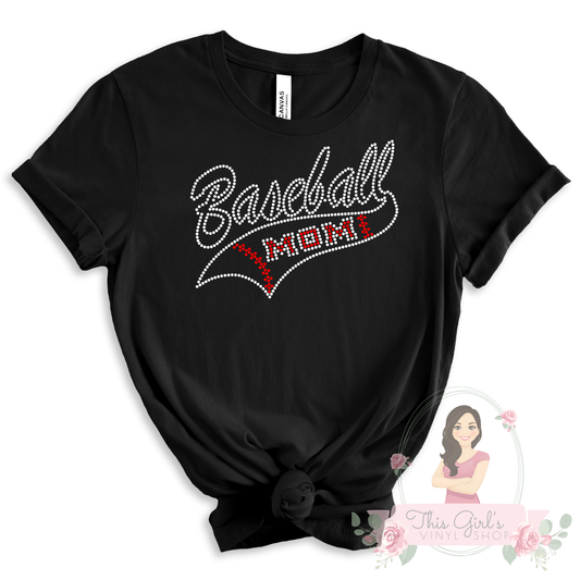 Baseball Mom Ribbon Spangle Transfer