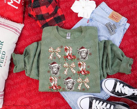 Coquette Christmas Cow DTF Transfer