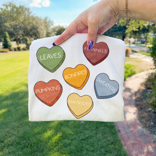 Fall Conversation Hearts DTF Transfer