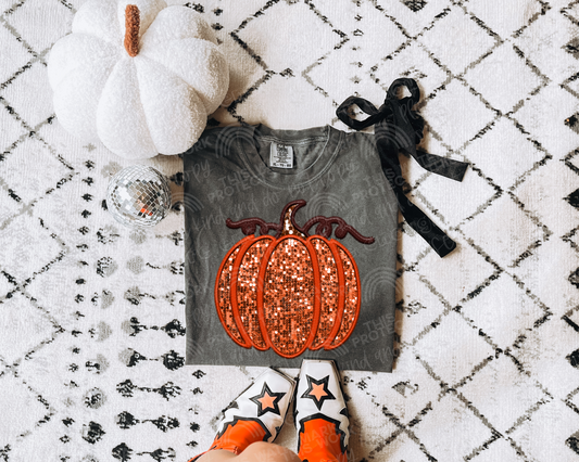 Faux Sequin Pumpkin DTF Transfer