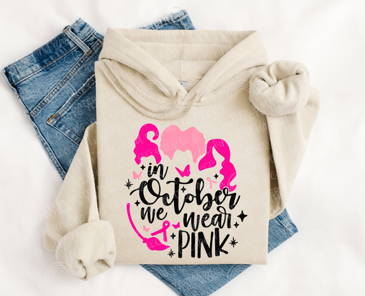 In October We Wear Pink Witches DTF Transfer