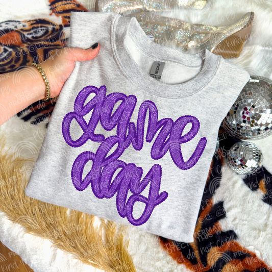 Purple Glitter Game Day DTF Transfer