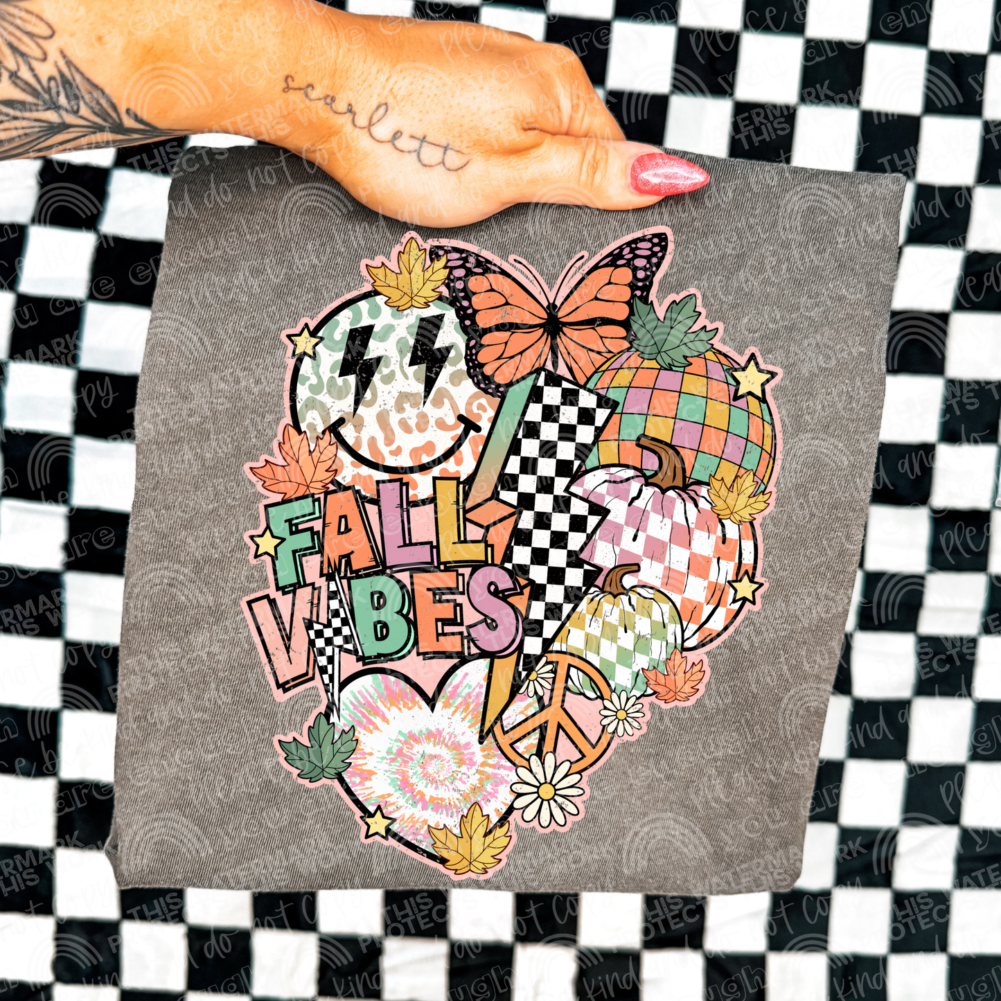 Retro Fall Vibes Collage DTF Transfer