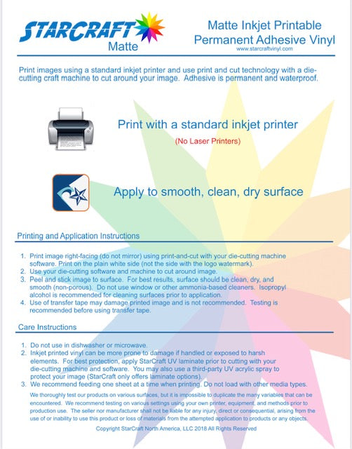 StarCraft Matte Inkjet Printable (Adhesive) | This Girls Vinyl Shop
